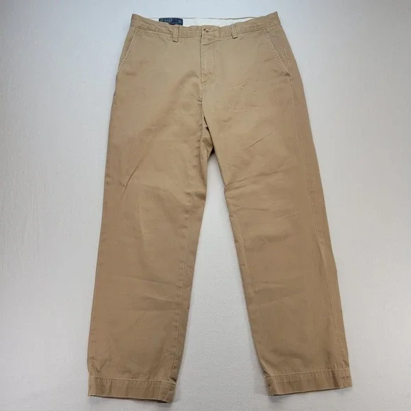 Polo Ralph Lauren Mens 33x30 Brown Preston Straight Mid Rise Trousers Preppy - Picture 1 of 10